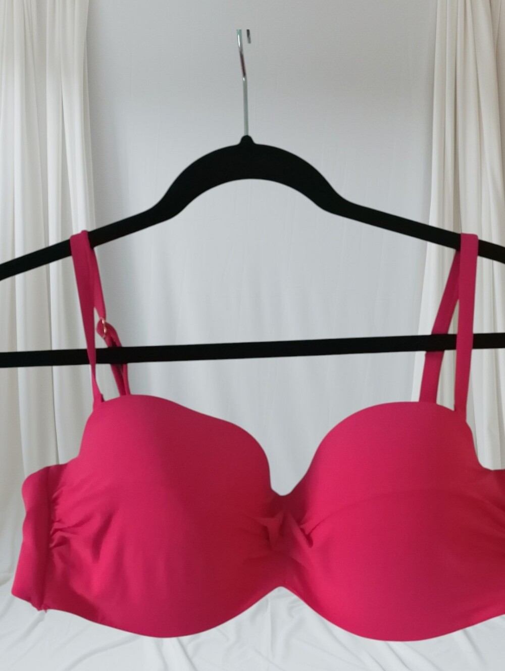 Aqua Hot Pink suiming Convertible Bandeau Bra with Straps Medium D